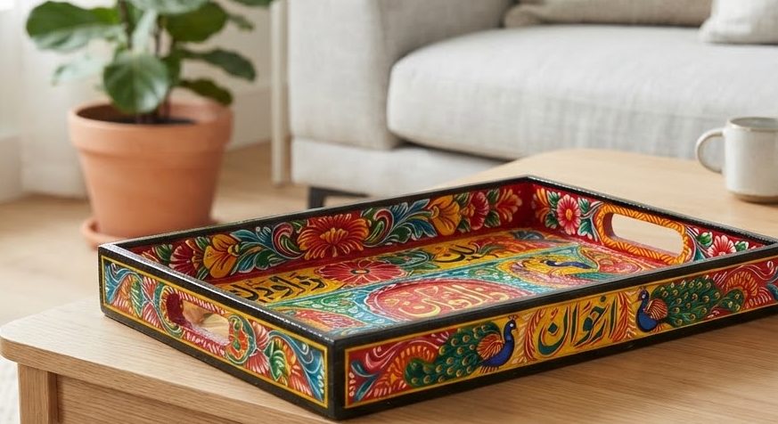 Folk Bloom Serving Tray — detail view